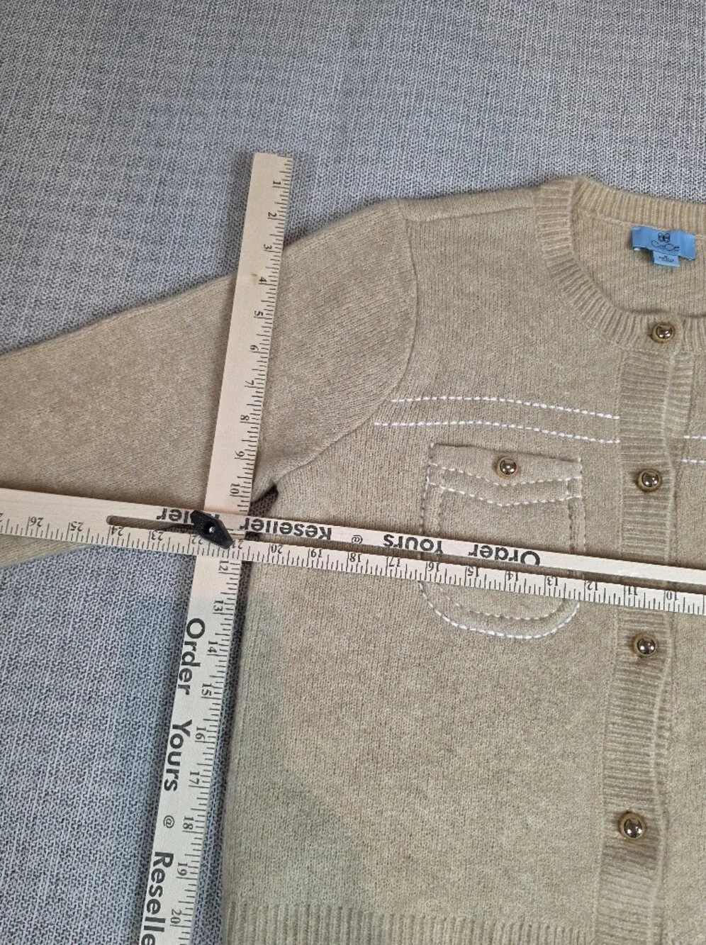 CeCe Classic Cream Button-Front Pocket Sweater